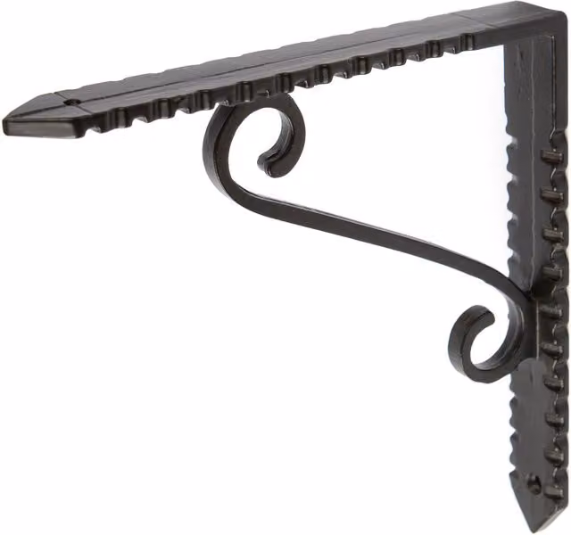 Hammer and Tongs Black Iron Notched Scroll Shelf Bracket 150mm