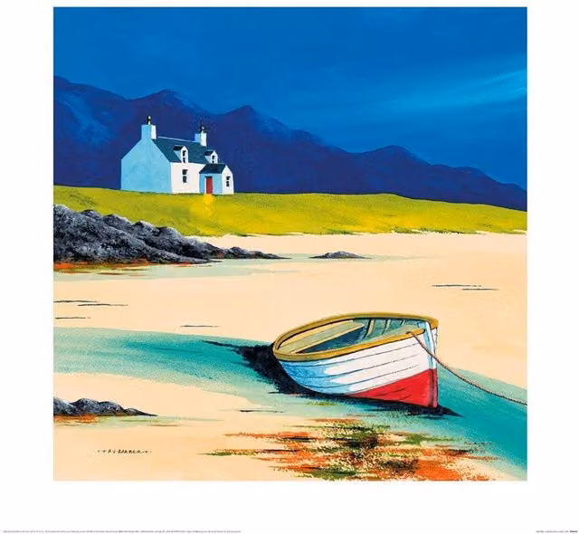 Anthony Barber Low Tide Lewis Print Paper Poster in Light Blue and Multicolour