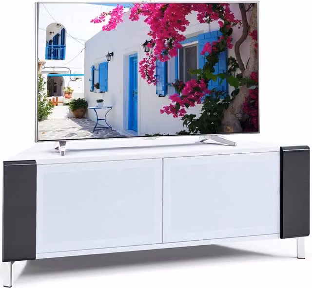 MDA Designs Corvus Modern Glossy TV Cabinet Corner Unit in White and Black, W/D/H: 120 x 45 x 48 cm