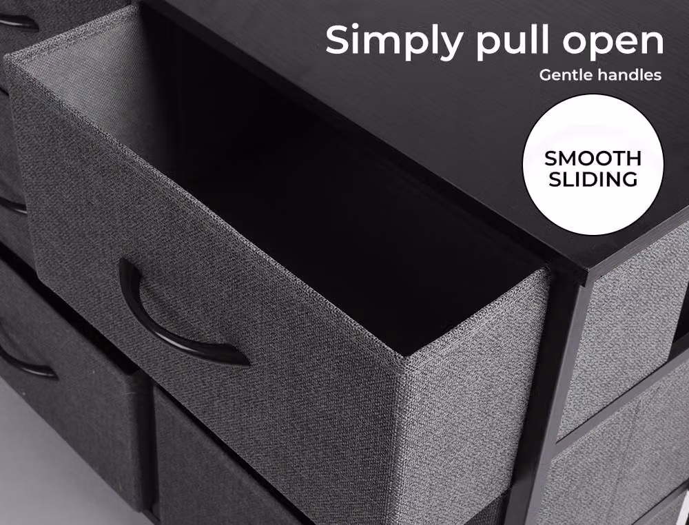 Levede 8 Drawer Fabric Chest of Drawers in Grey – 4