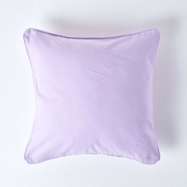 Homescapes Plain Cotton Square Cushion Cover, Purple, W/D/H: 30 x 30 x 1 cm