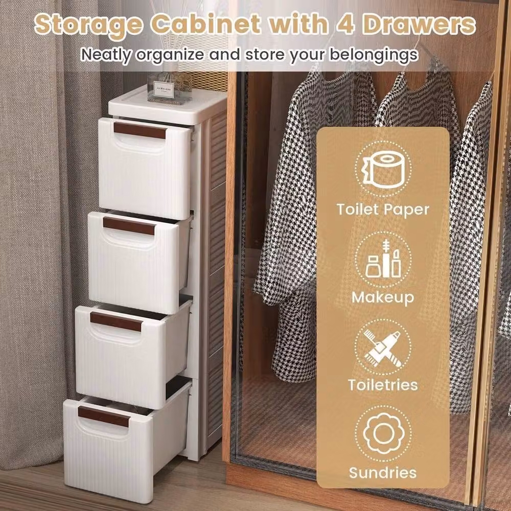 FORGEVIO 4-Drawer Rolling Storage Cabinet in White – 4