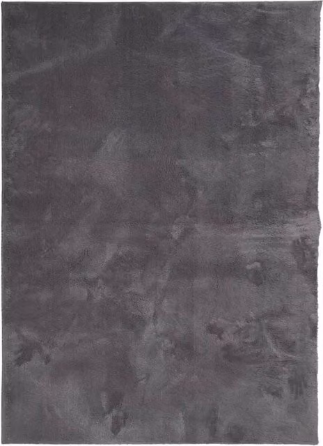 Berkfield Home Round Abstract Short Pile Soft and Washable Rug in Anthracite Grey, Diameter: 100 cm