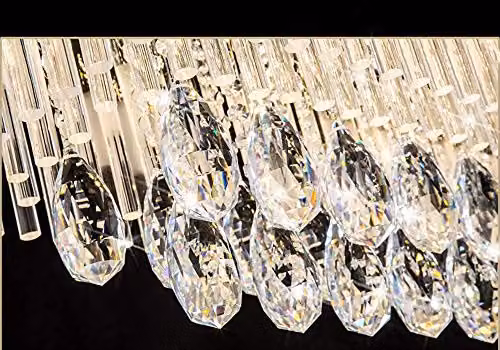Modern WDW K9 Crystal LED Rectangular Pendant Ceiling Light Chandelier with Remote Control, Transparent and White, W: 120 cm, D: 30 cm, H: 28 cm – 3