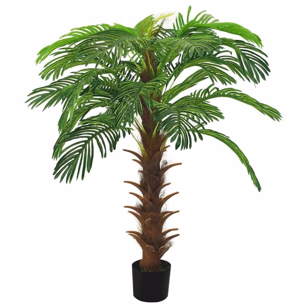 Berkfield Home Realistic Artificial Cycas Palm in Green with Black Pot, Height: 140 cm
