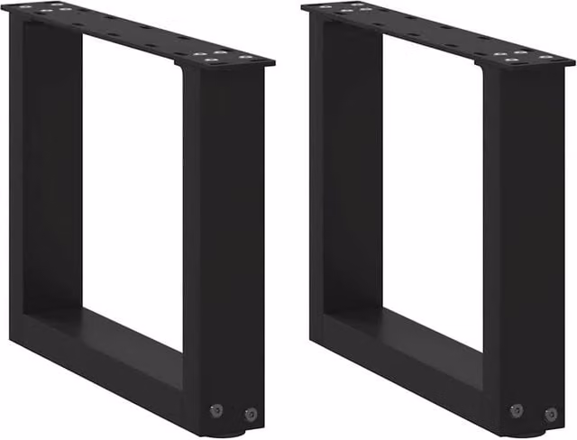 Berkfield Home U-Shaped Coffee Table Legs, 2 Piece Set, Black Matt Steel, H: 40 cm x W: 30.5 cm x D: 31 cm