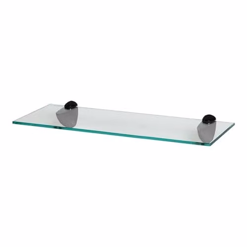Harbour Housewares Floating Glass Bathroom Shelf, Black and Transparent, W: 50 cm, D: 13 cm, H: 13 cm