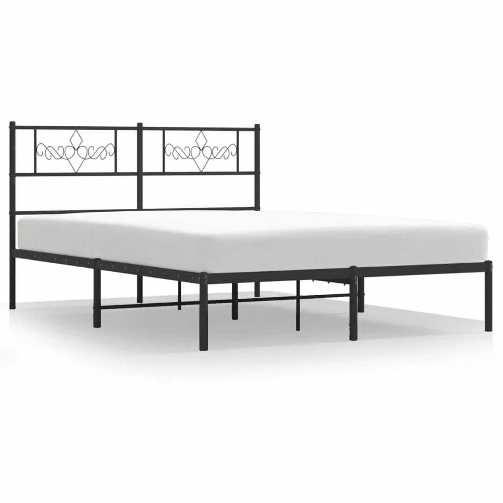 Berkfield Home Metal Bed Frame with Headboard in Black, W/D/H: 160 x 200 cm – 2