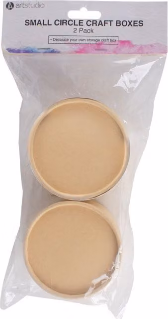 Art Studio Pack of 2 Small Circle Kraft Paper Craft Boxes in Brown and Beige