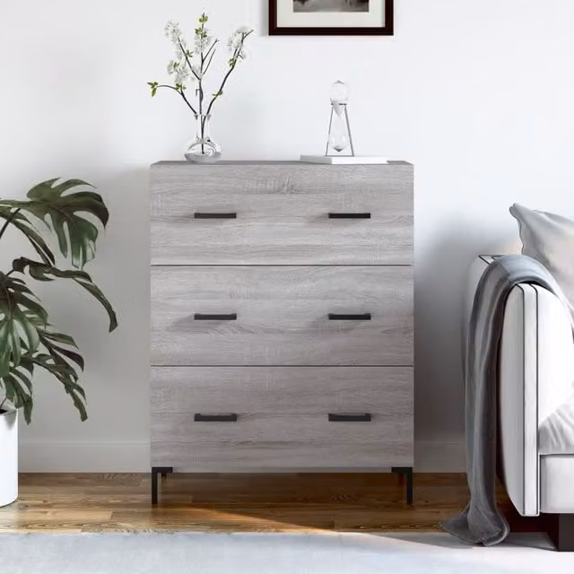 Berkfield Home Grey Sonoma Sideboard, W: 69.5 cm, D: 34 cm, H: 90 cm – 1