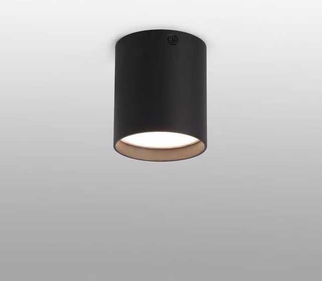 Faro Haru LED Surface Mounted Cylinder Ceiling Light in Black