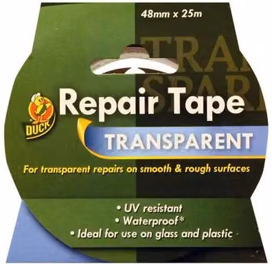 Sellotape Shurtape Duck Clear Repair Tape, Transparent, W: 48 mm, L: 25 m