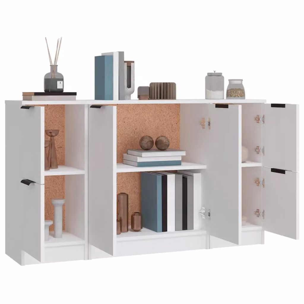 Berkfield Home 3-Piece Sideboard Set in White Matt MDF – 2