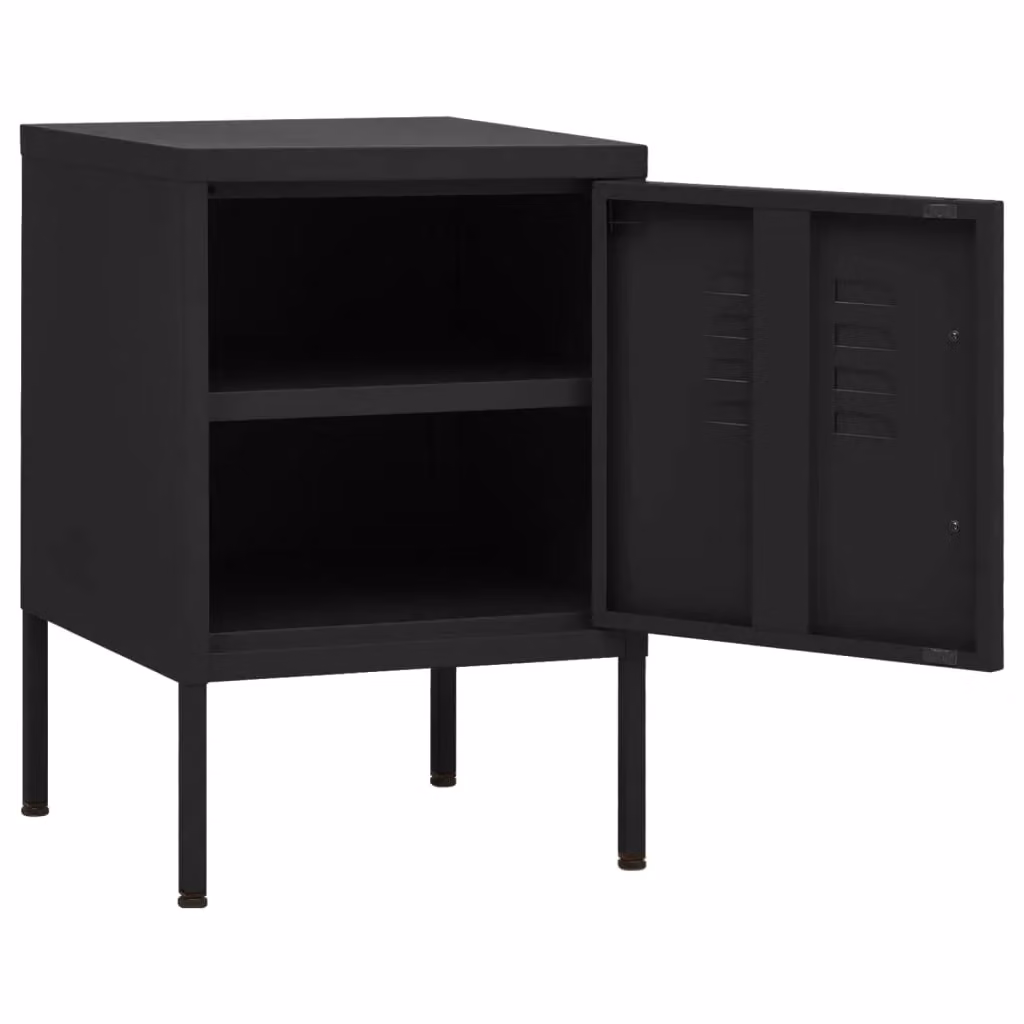 Berkfield Home Modern Black Metal Nightstand W/D/H: 35 x 35 x 51 cm – 3