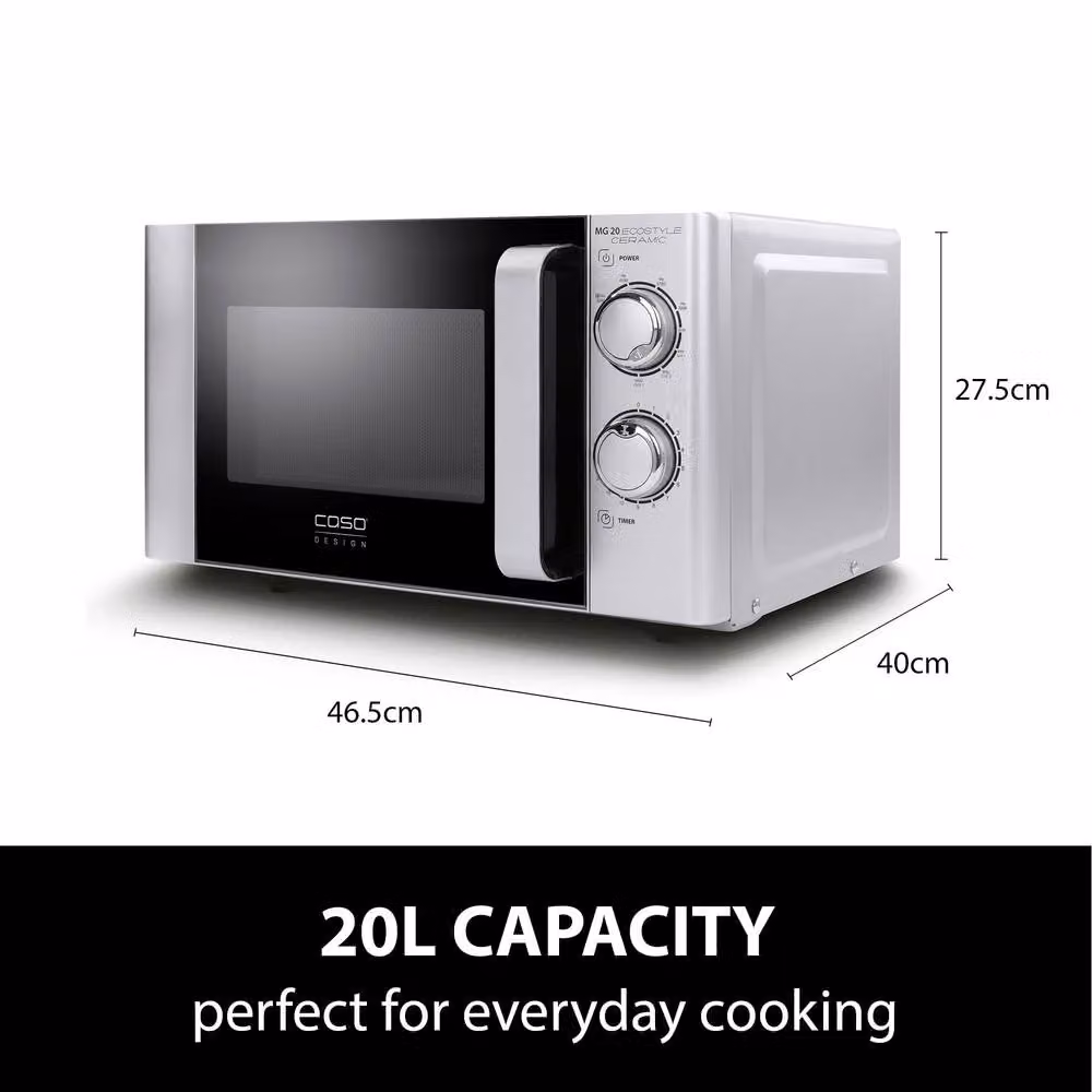 Caso Design 20L Ceramic Microwave and Grill in Silver, 700W – 6