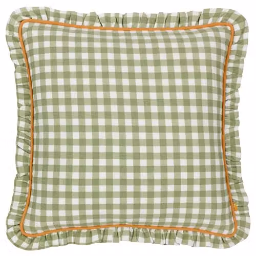 Riva Home Maude Gingham Cotton Reversible Cushion, Green, W/D/H: 45 x 45 x 45 cm – 2