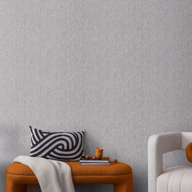 Erismann Soft Loom Modern Silver Plain Vinyl Wallpaper