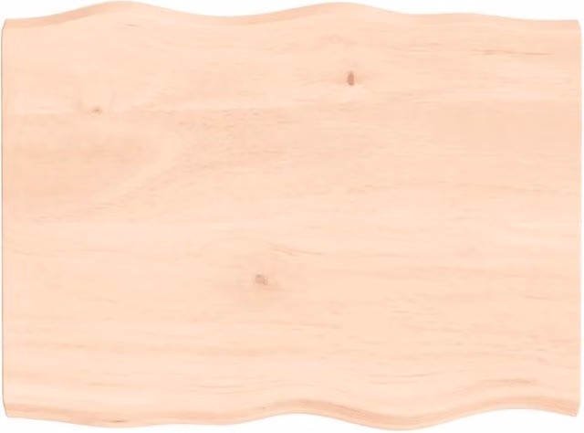 Berkfield Home Table Top Solid Oak Live Edge Untreated Wood in Brown W: 80 cm, D: 60 cm, H: 2-4 cm