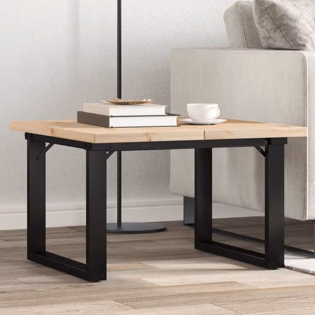 Berkfield Home O-Frame Coffee Table in Brown Solid Pine and Steel, W/D/H: 70 x 70 x 40.5 cm – 1