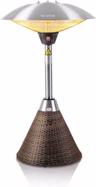 Primrose 2.1kW Table Top Infrared Electric Outdoor Patio Heater in Brown Rattan – 1