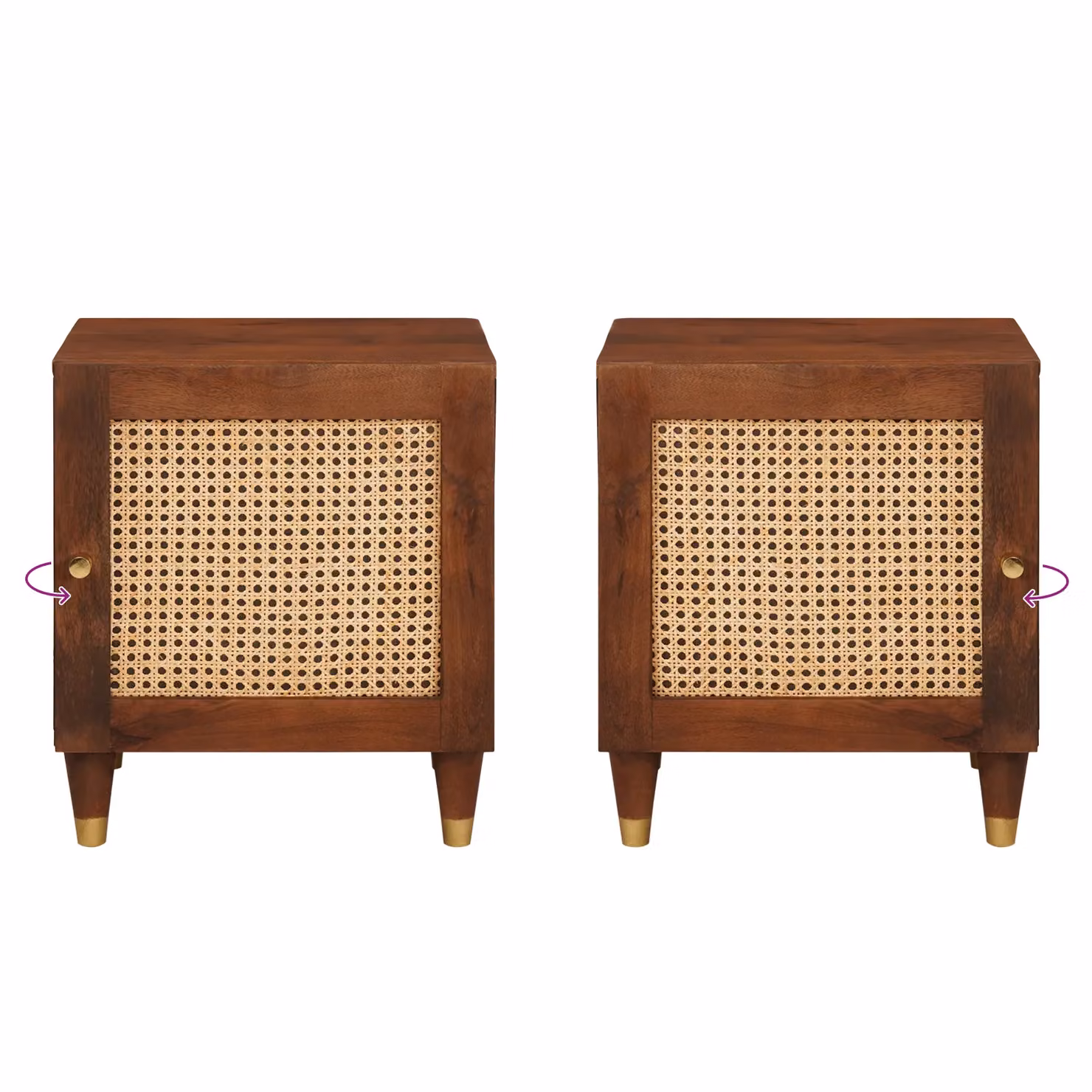 Berkfield Home Set of 2 Rustic Mango Wood Bedside Tables, Brown/Multicolour, W/D/H: 40 x 33.5 x 46 cm – 7