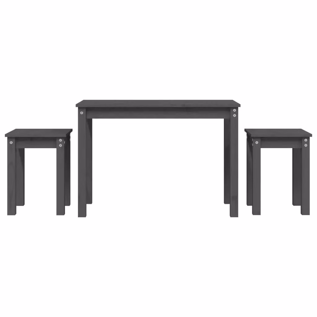 Berkfield Home Nesting Tables, Set of 3, Grey Rustic Solid Pine Wood – 2