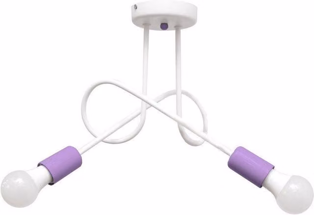 Netlighting Oxford Multi Arm Semi Flush Ceiling Light in White and Purple, Diameter: 38 cm