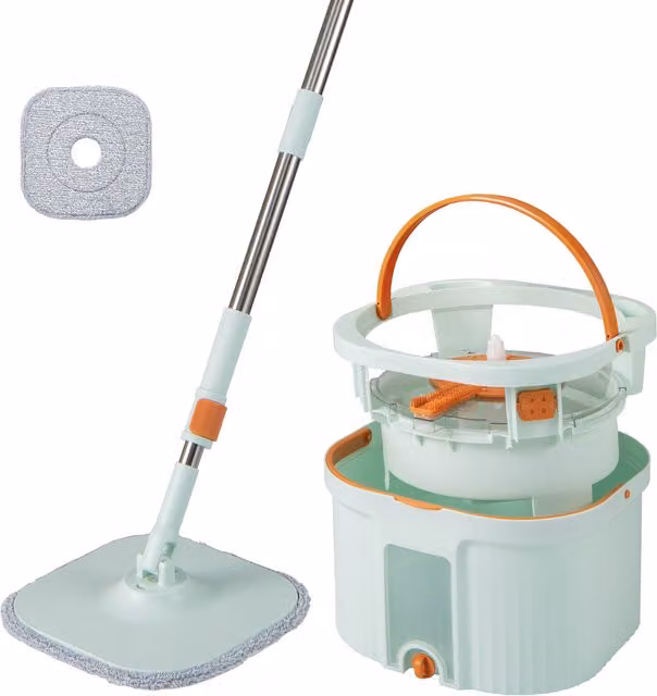 Costway Spin Mop and Bucket Set with Wringer and Microfibre Mop in Green