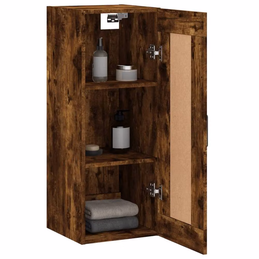 Berkfield Home Wall Mounted Smoked Oak Cabinet in Brown, W/D/H: 34.5 x 34 x 90 cm – 5
