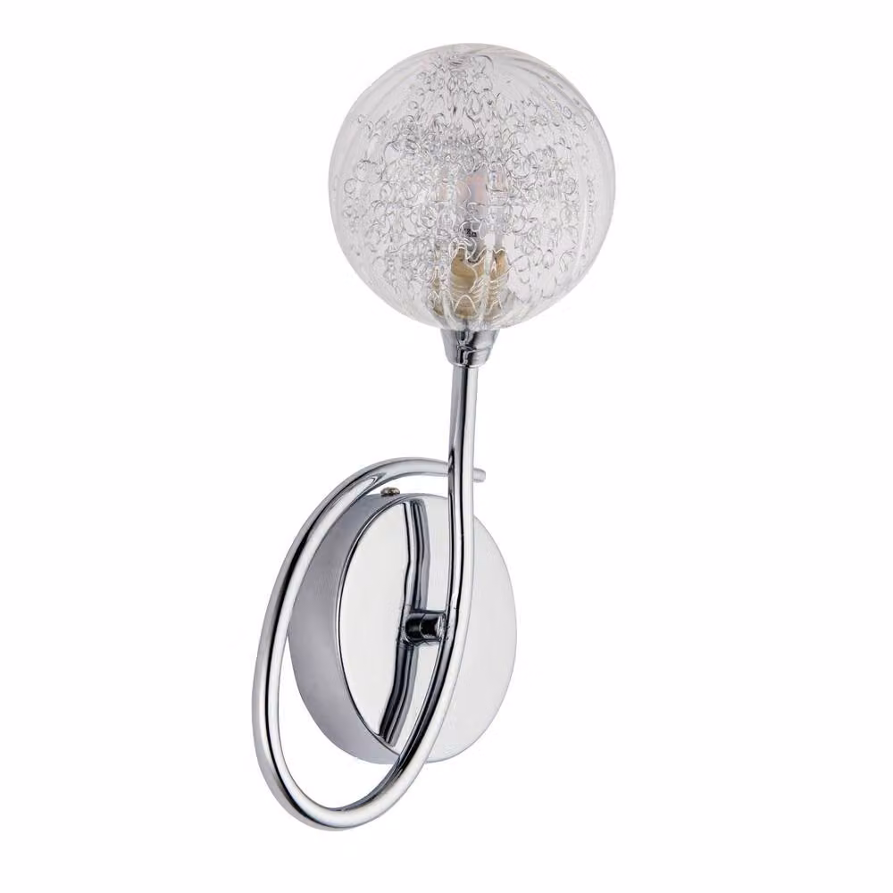 Pagazzi Hadley Modern Polished Chrome and Transparent Glass Wall Light in Silver – 2