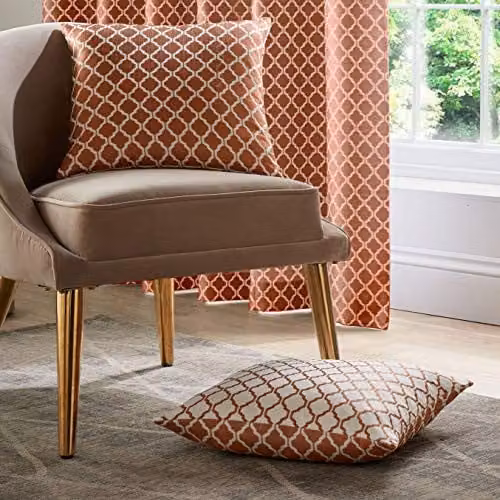 Alan Symonds Orange and White Graphic Square Cushion, W/D/H: 45 x 45 x 45 cm