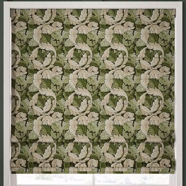 William Morris At Home Acanthus Made to Measure Blackout Roman Blind in Nettle Green