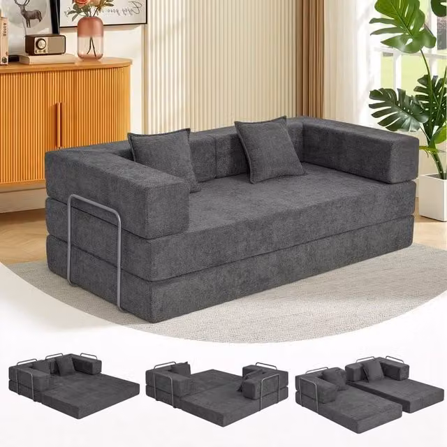 FORGEVIO Grey Sectional Sofa Bed with Sleeping Function and Foam Upholstery – 1