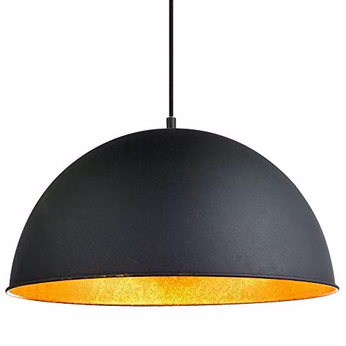 Netlighting Lenn Dome Pendant Ceiling Light in Black and Gold/Brass with E27 Socket, Height Adjustable, W/D/H: 41 x 41 x 120 cm – 3