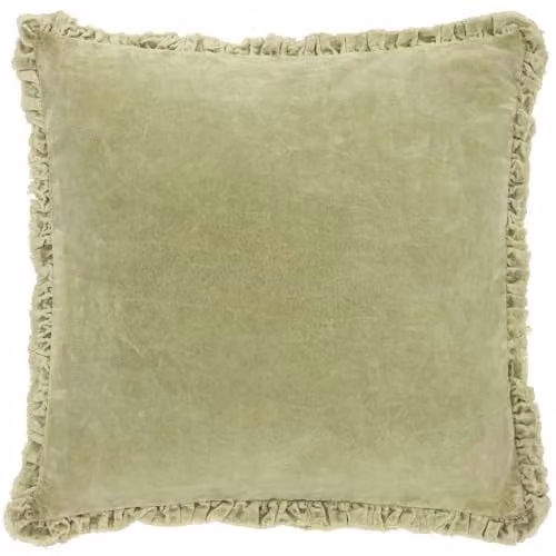 Yard Bertie Cotton Velvet Filled Cushion in Green, W/D/H: 45 x 45 x 45 cm