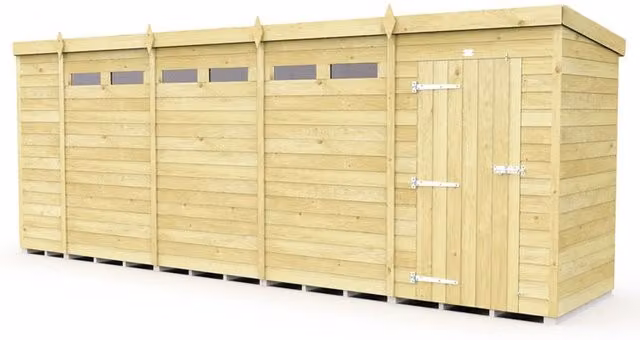 Buttercup Farm Brown Pent Security Wood Shed with Single Door, W560 x D118 x H201 cm – 1
