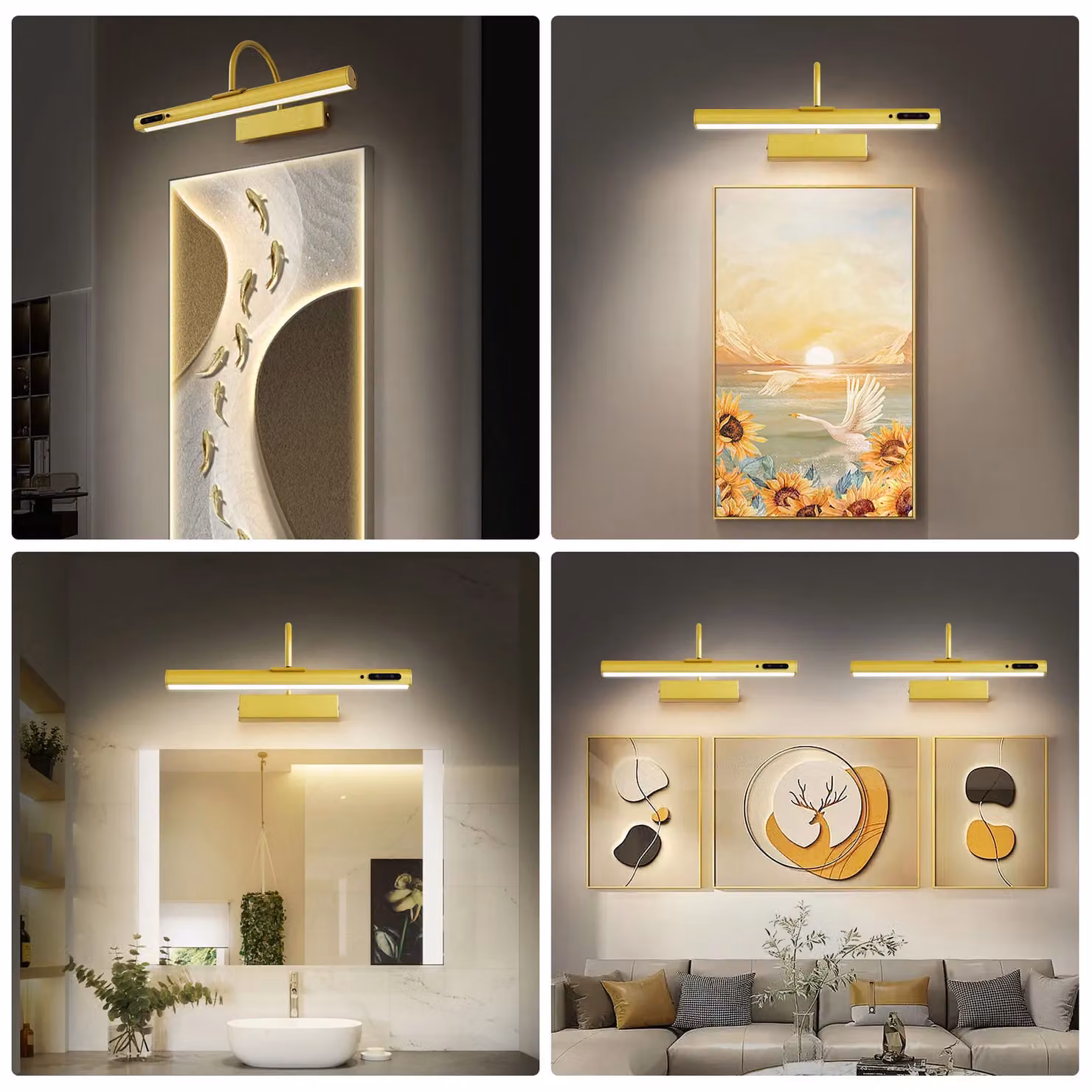 Harper Living Rechargeable Arched LED Picture Light in Gold with Remote Control and Dimming Function, W/D/H: 35.0 x 15.5 x 15.5 cm – 2
