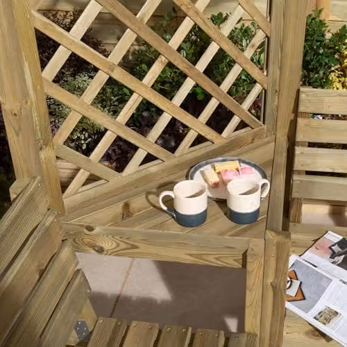 Rowlinsons Pemberley Corner Arbour in Brown Pine Wood, W188 x D188 x H206 cm – 3