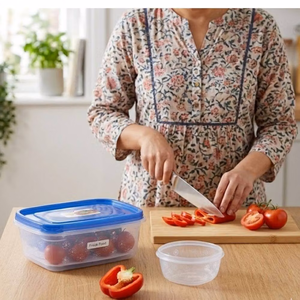 Bedsland 2-Pack Rectangular EasyPak Airtight Food Containers with Blue Lids, BPA Free, 750 ml per container – 2