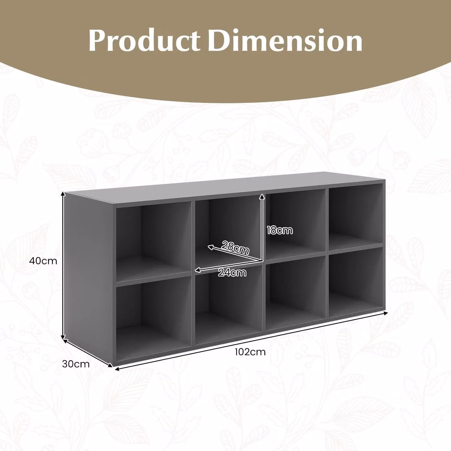 Costway 8-Cube Shoe Bench and Entryway Shoe Rack Cabinet in Grey – 2