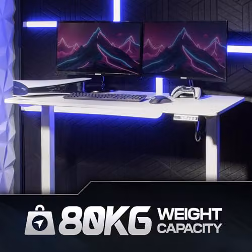 X Rocker Ascend Electric Height Adjustable Gaming Desk in White, W: 120 cm, D: 60 cm, H: 80 cm – 9