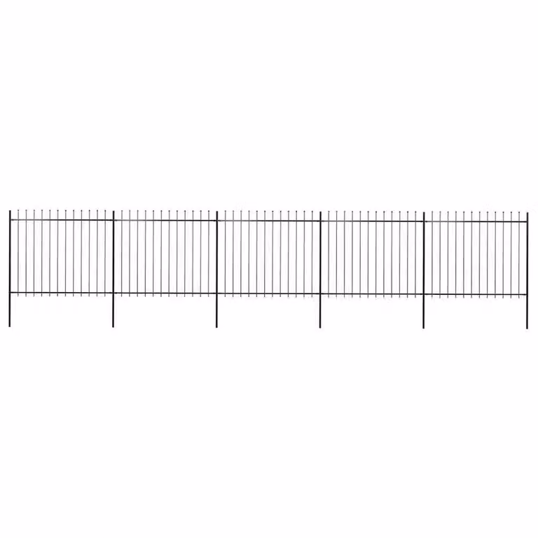 Berkfield Home Elegant Spear Top Steel Garden Fence, Black, W: 8.5 m, H: 1.5 m