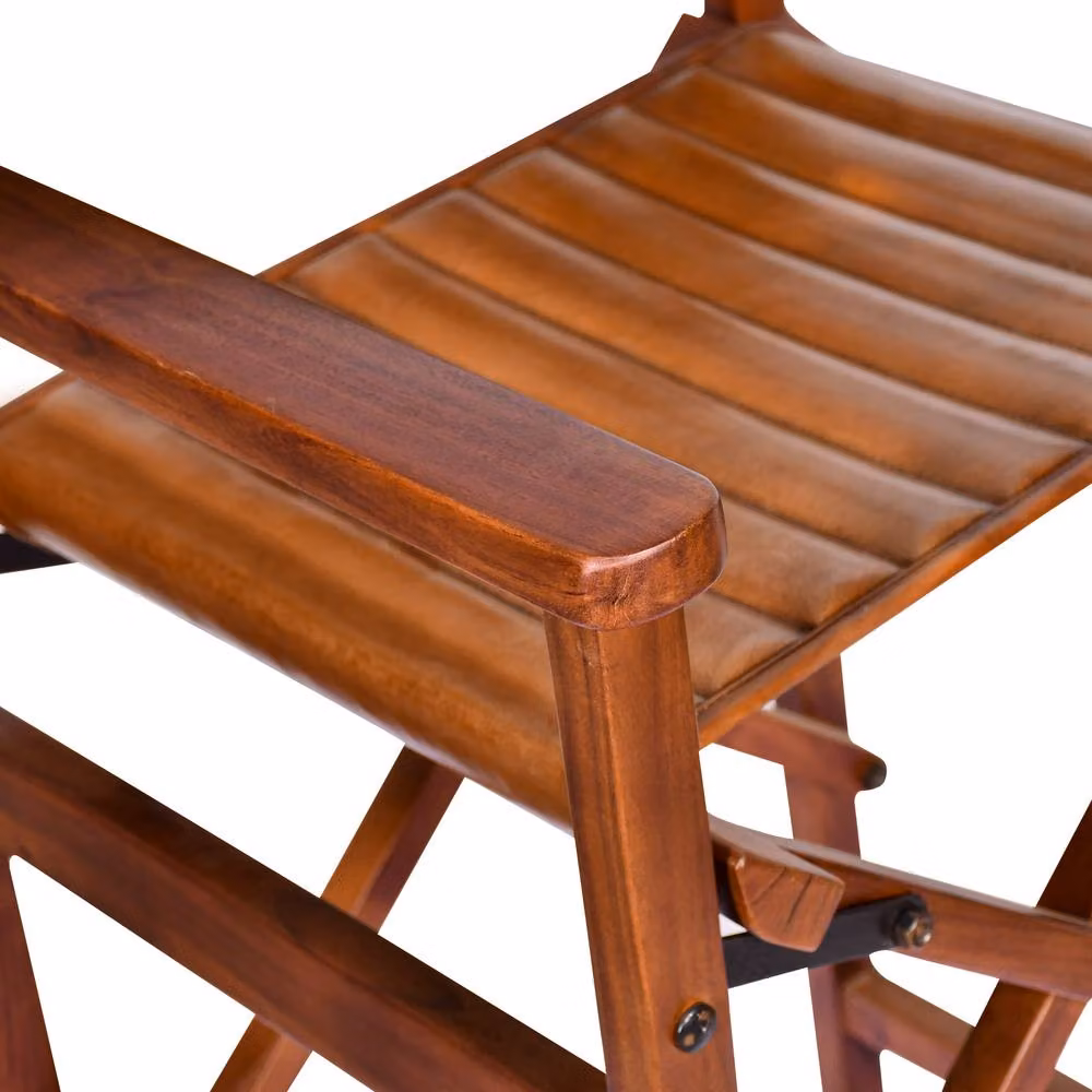 Elm Home And Garden Tan Brown Genuine Leather Folding Bar Stool – 4