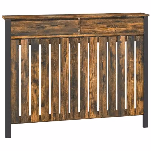 HOMCOM Industrial Radiator Cover with Drawers in Brown and Black, W/D/H: 119 x 19 x 93 cm
