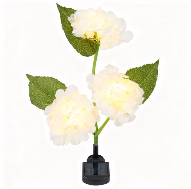 Gardenwize Solar Hydrangea Stake Light with 30 LED Warm White Bulbs in White and Multicolour – 1