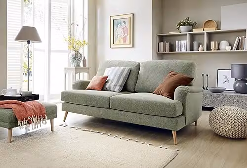 Abakus Direct Harper 3 Seater Sofa in Green Chenille Fabric – 2