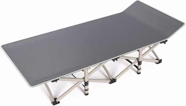 PAWNORA Adults Folding Sleeping Cot Guest Bed in Grey, W/D/H: 176 x 64 x 49 cm – 1