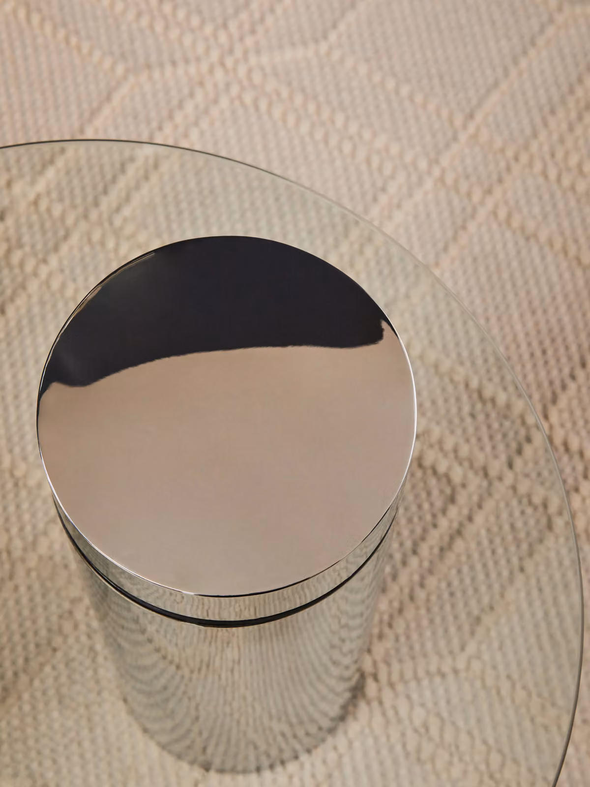 Fifty Five South Orsina Round Transparent Glass Side Table with Silver Base – 2