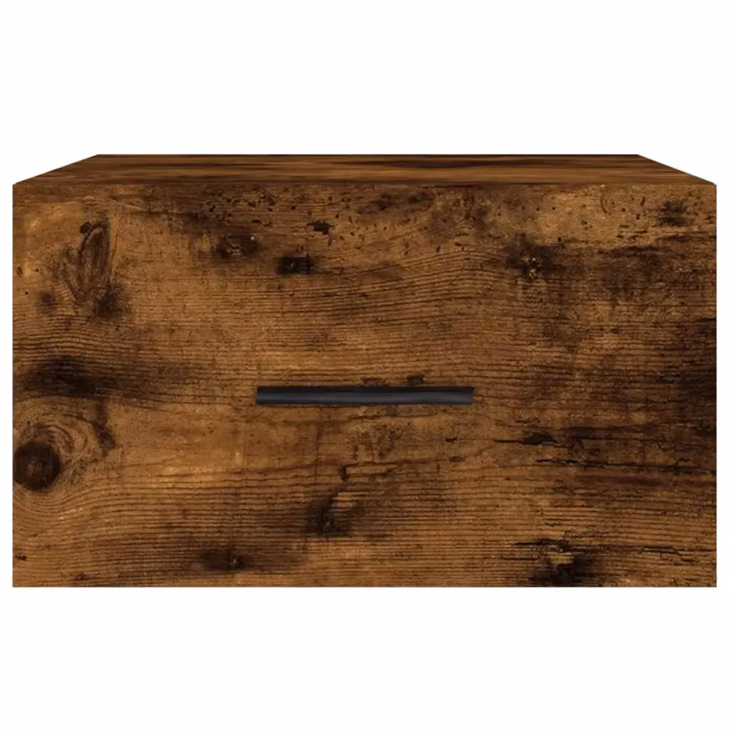 Berkfield Home Set of 2 Wall-mounted Bedside Cabinets in Smoked Oak Brown, W/D/H: 35 x 35 x 20 cm – 3