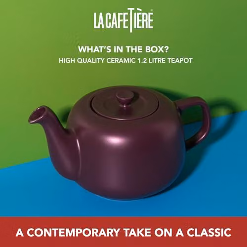 La Cafetiere Ceramic Stoneware Teapot, Purple, 1.2 l – 2